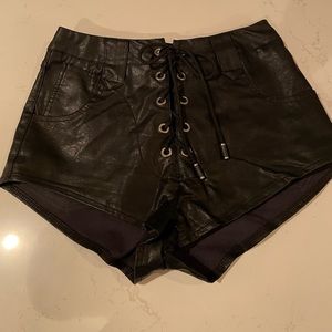 Leather Tie-up Shorts